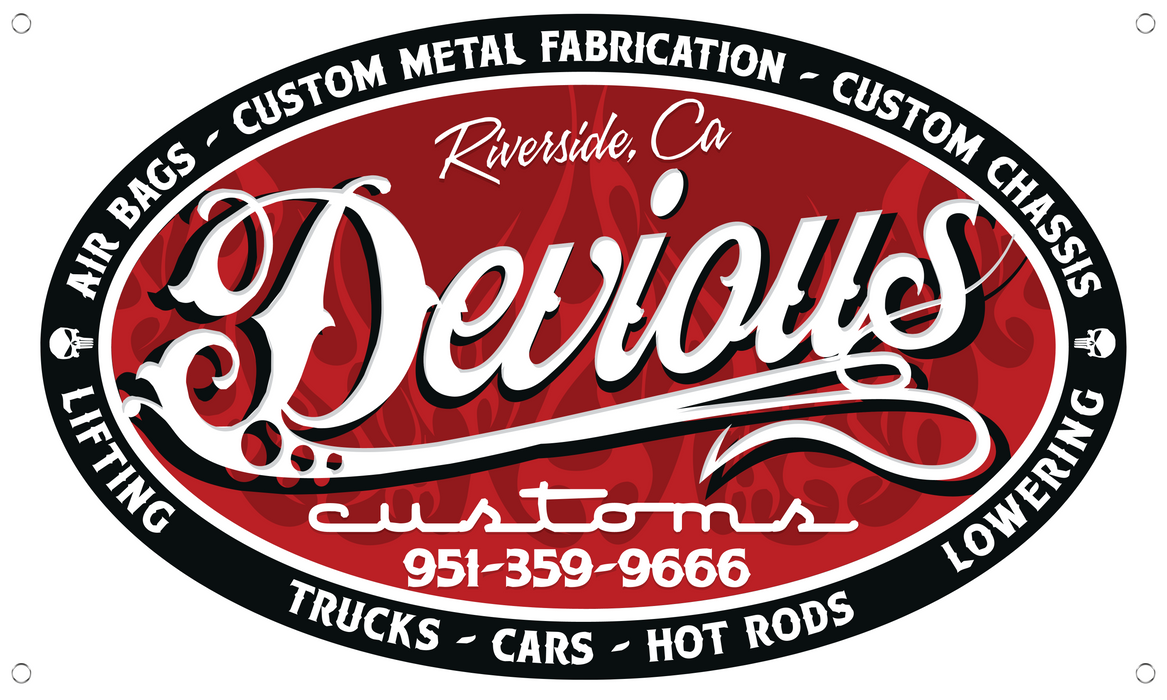 Devious Customs | Vinyl Banner | 60x36 Inches