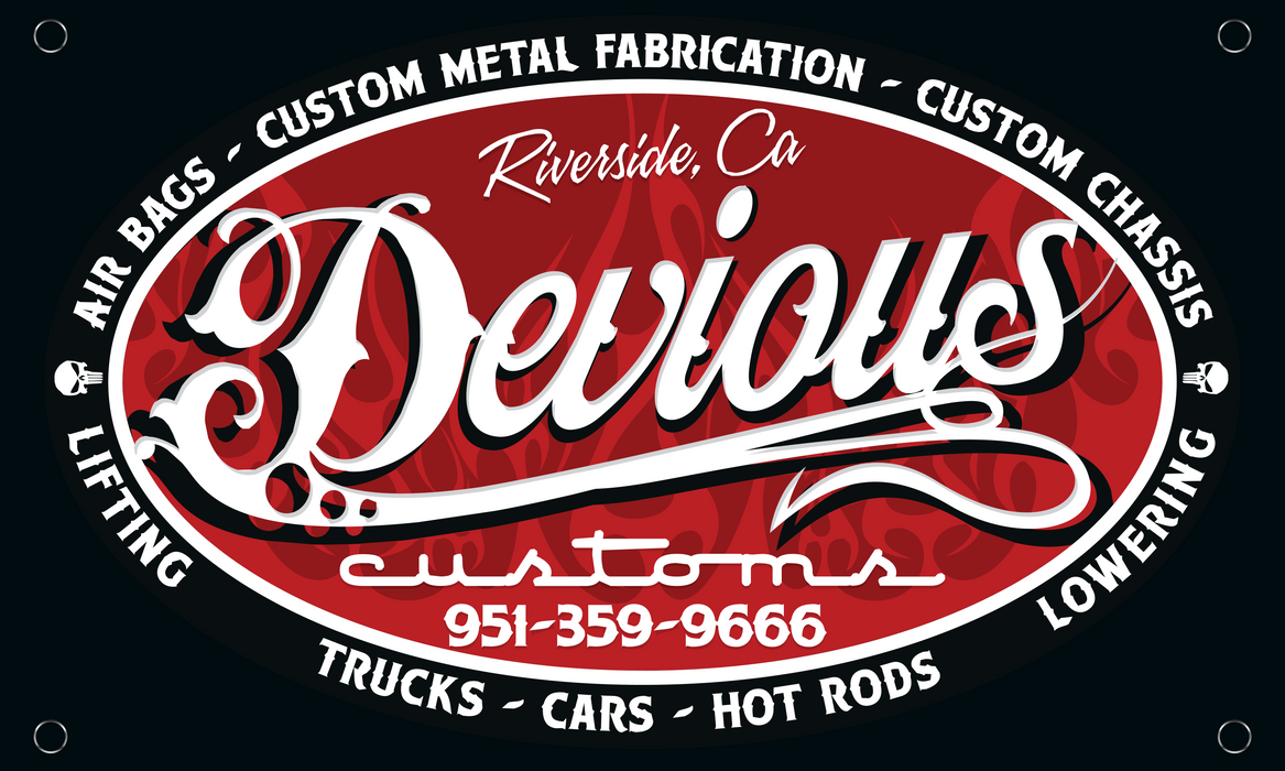 Devious Customs | Vinyl Banner | 60x36 Inches