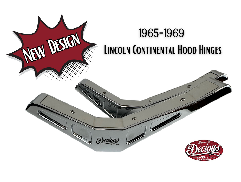 Lincoln Continental Billet Hood Hinges | 1965-1969 | Devious Customs